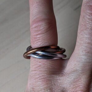 Copper and silver knot ring